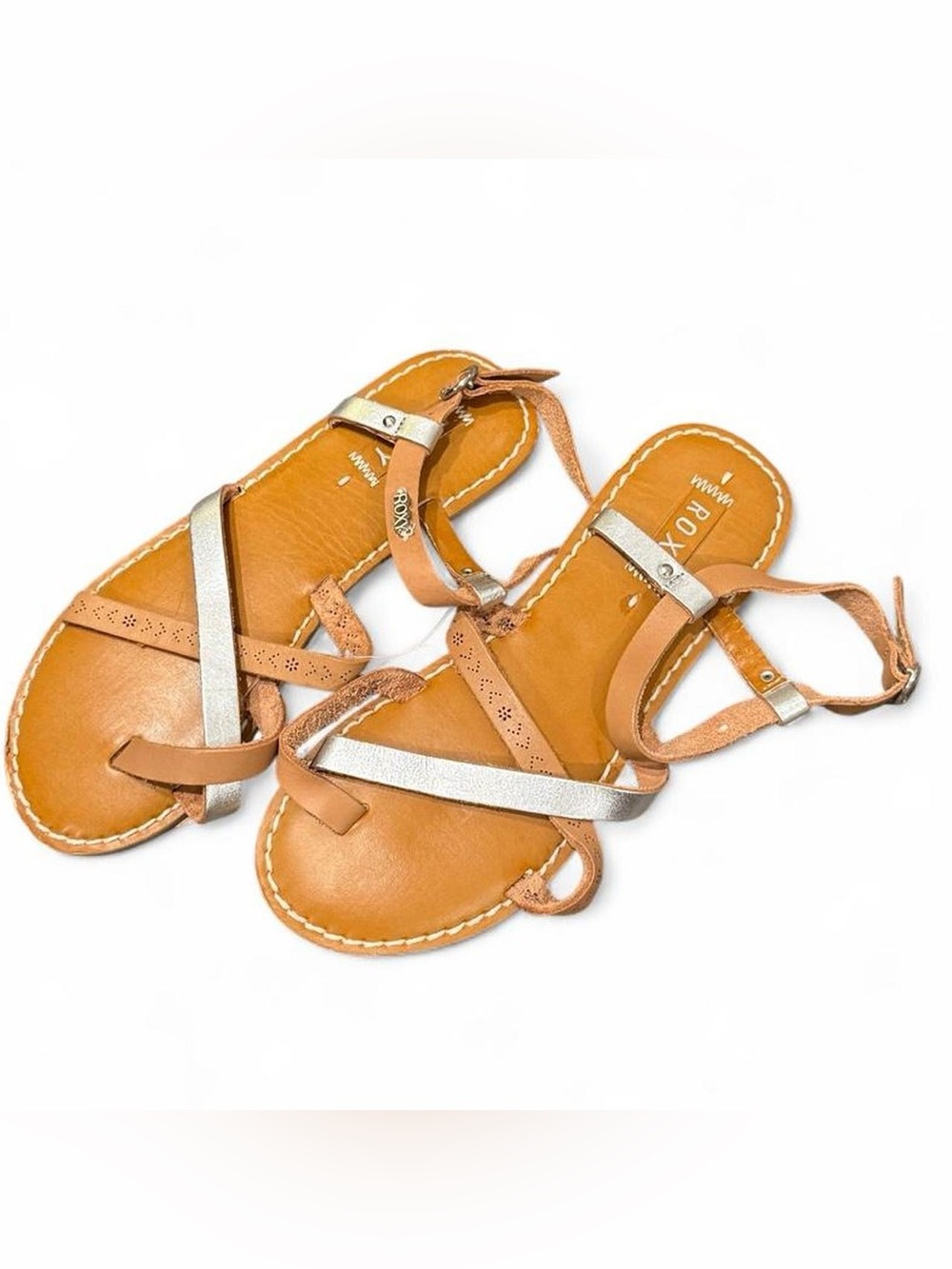 Roxy Mixed-Metallic Strappy Flat Sandals - Size [Insert Size]